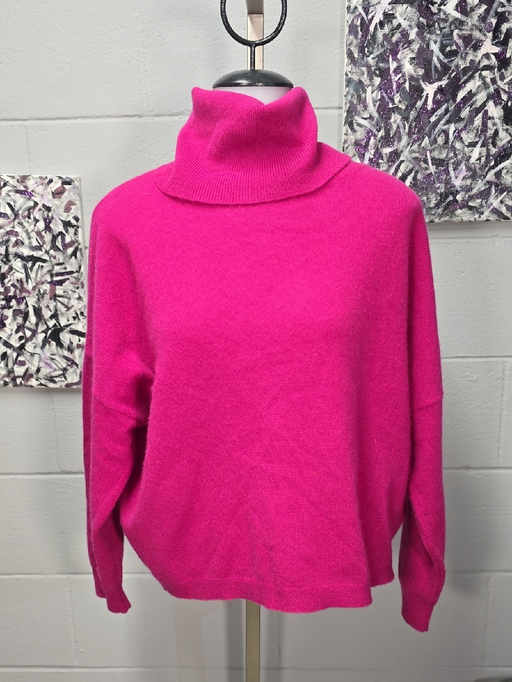 Turtleneck Sweater in Hot Pink